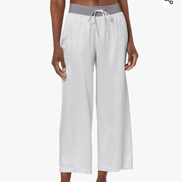 PJ Harlow Women's Size Large Dark Silver Jolie Capri Satin Pajama Pants - Picture 1 of 14